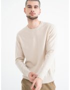 Calvin Klein Pulover din casmir cu decolteu rotund - Crem