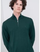Calvin Klein Pulover din lana Merinos cu fenta cu fermoar - Verde englez