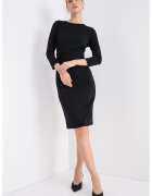 Calvin Klein Rochie scurta uni cu maneci lungi - Negru