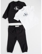 Calvin Klein Set de bluza de trening - tricou si pantaloni de trening din amestec de bumbac organic - 3 piese - Alb/Negru