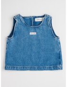 Calvin Klein Top din denim si amestec de lyocell - Albastru petrol