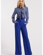 CAMISSI Pantaloni drepti cu talie inalta - Albastru royal