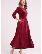 CAMISSI Rochie cu aspect de catifea si buzunare laterale - Visiniu