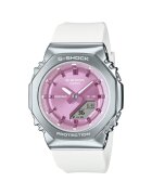 Casio G-Shock Ceas sport GM-S2110-7A6ER - roz - 40mm - curea cauciuc alb - rezistent la apa 20 ATM