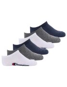 Champion Set de sosete foarte scurte - 6 perechi - Alb/Gri/Albastru