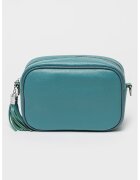 Chiara Canotti Geanta crossbody din piele cu accesoriu canaf - Albastru lavanda