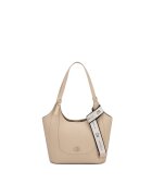 CHRIS BELLA Geanta shopper din piele ecologica cu accesoriu logo - Maro