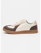 Coccinelle Pantofi sport colorblock de piele ecologica - Alb/Maro inchis