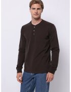 COLINS Bluza cu decolteu henley si fenta cu nasturi - Maro inchis