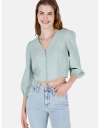 COLINS Camasa crop cu maneci bufante - Verde pal