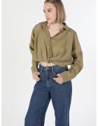 COLINS Camasa crop cu maneci cazute - Kaki