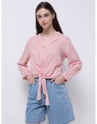 COLINS Camasa cu revere decupate si model in dungi - Alb/Rosu stins