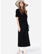 COLINS Fusta din amestec de in cu slit lateral - Negru