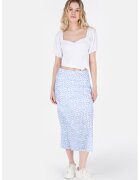 COLINS Fusta midi cu imprimeu floral - Albastru royal/Alb optic