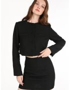 COLINS Jacheta crop cu buzunar pe piept - Negru