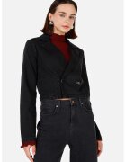 COLINS Jacheta crop de bumbac - Negru