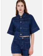 COLINS Jacheta crop din denim cu maneci scurte - Bleumarin