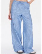 COLINS Pantaloni evazati din amestec de in cu model in dungi - Albastru azur