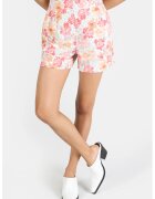 COLINS Pantaloni scurti din amestec de in cu talie elastica - Alb/Roz