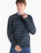 COLINS Pulover cu decolteu la baza gatului - Gri deschis/Albastru petrol