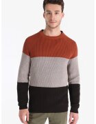 COLINS Pulover cu decolteu la baza gatului si maneci raglan - Negru/Maro taupe deschis/Caramiziu