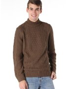 COLINS Pulover cu model torsade si guler scurt - Maro