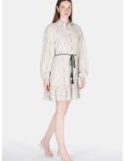 COLINS Rochie din amestec de in cu dungi - Bej/Negru stins