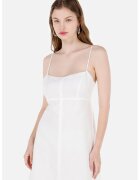 COLINS Rochie din amestec de in si bumbac cu bareta - Alb