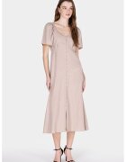 COLINS Rochie uni din amestec de in cu maneci scurte - Maro deschis