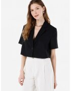 COLINS Sacou crop cu maneci scurte - Negru