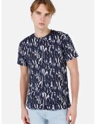 COLINS Tricou cu model abstract - Alb optic/Bleumarin