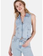 COLINS Vesta din denim cu fermoar - Albastru lavanda