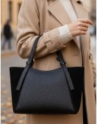 Dasha Geanta dama din piele texturata si intoarsa neagra