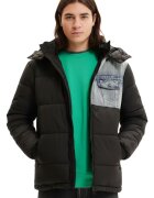 Desigual Geaca barbati neagra - poliester/bumbac - cu gluga reglabila