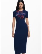 Desigual Rochie midi cu slit pe partea din spate - Rosu/Violet/Bleumarin