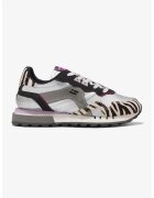 DFranklin Pantofi sport low-cut cu model animal print - Alb fildes/Negru/Argintiu