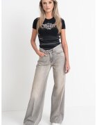 Diesel Tricou slim fit cu decolteu la baza gatului - Negru/Argintiu