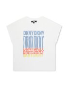 DKNY Tricou din amestec de bumbac cu imprimeu logo - Alb