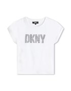 DKNY Tricou din bumbac cu decolteu la baza gatului - Alb