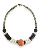Dora Lazarof Colier cu perle si coral incuietori de aur filat 14K - Multicolor