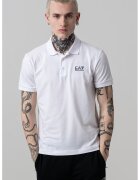 EA7 Tricou polo cu logo pe piept - Negru/Alb optic