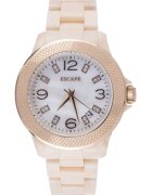 Escape Ceas dama 40 mm - curea plastic bej - carcasa aurie - cadran alb - rezistenta la apa 5 ATM