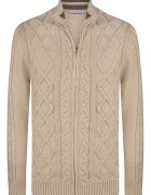 Felix Hardy Cardigan cu fermoar si model torsade - Bej inchis
