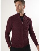 Felix Hardy Cardigan cu fermoar si model torsade - Rosu inchis