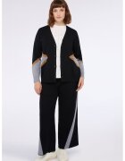 Fiorella Rubino Cardigan cu nasturi si decolteu in V - Negru stins/Gri melange