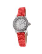 Folli Follie Ceas Dama - quartz - inox - piele naturala - 28mm - Rosu