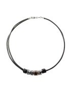 Fossil Colier negru de piele - Negru/Argintiu