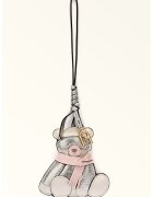 Furla Talisman din piele in forma de urs - Roz pal/Argintiu