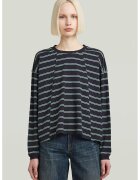 G-Star Bluza din bumbac organic cu maneci cazute - Verde aquamarin/Bleumarin
