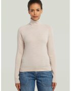 G-Star Pulover slim fit din lana cu guler inalt - Crem